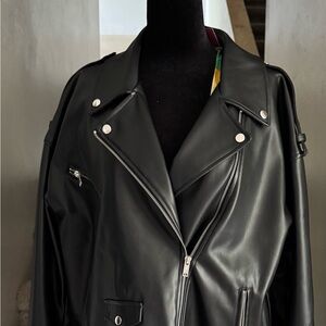 Forever 21 1x Faux  Black Leather Jacket